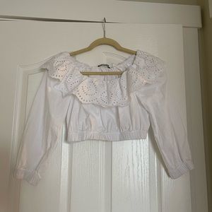 Zara crop top with puff sleeves , size S